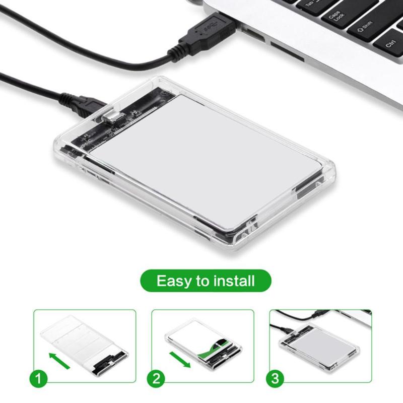 VKTECH Portable 2.5 inch Transparent Hard Disk Case USB 3.1 Gen 2 Type-C to SATA HDD SSD Mobile Enclosure Mobile Hard Disk Box