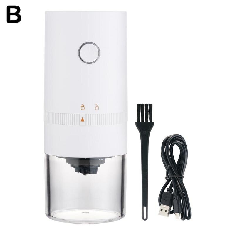 Upgrade Portable Electric Coffee Grinder USB Charge Grinder Core Beans Supplies Home Grinding Coffee Kitch T3A8: white