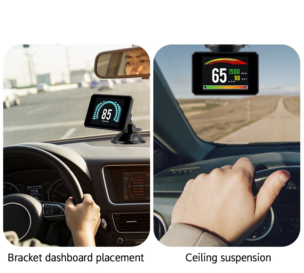 HUD – affichage tête haute, affichage numérique de la température de l'eau et de l'eau, T816, OBD, affichage GPS, affichage de la consommation de carburant, jauge de projecteur de vitesse