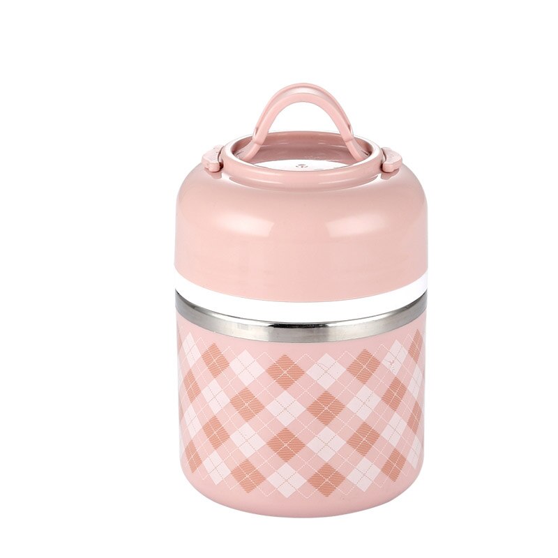 Japanse Thermos Lunchbox Voor Voedsel Container Draagbare Thermische Lunchbox Leuke Bento Lunchbox Lekvrij 2 3 Lagen: B-pink-1