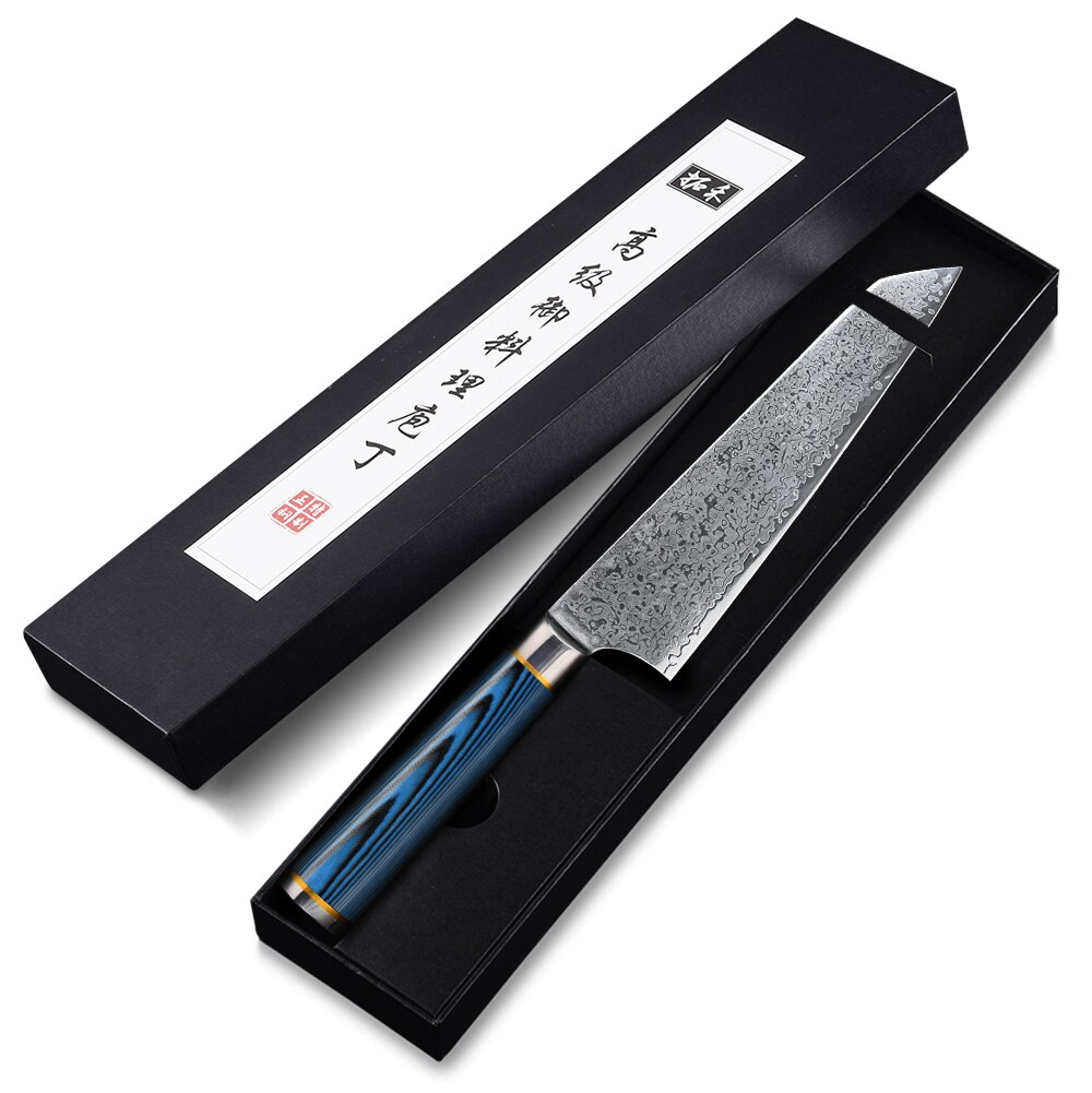 Turwho 8 tommer japanese kok knife 7- lag damascus rustfrit stål køkkenknive pro madlavning knive vægt / palisander ottekantet håndtag: Ck8-sd04- blå