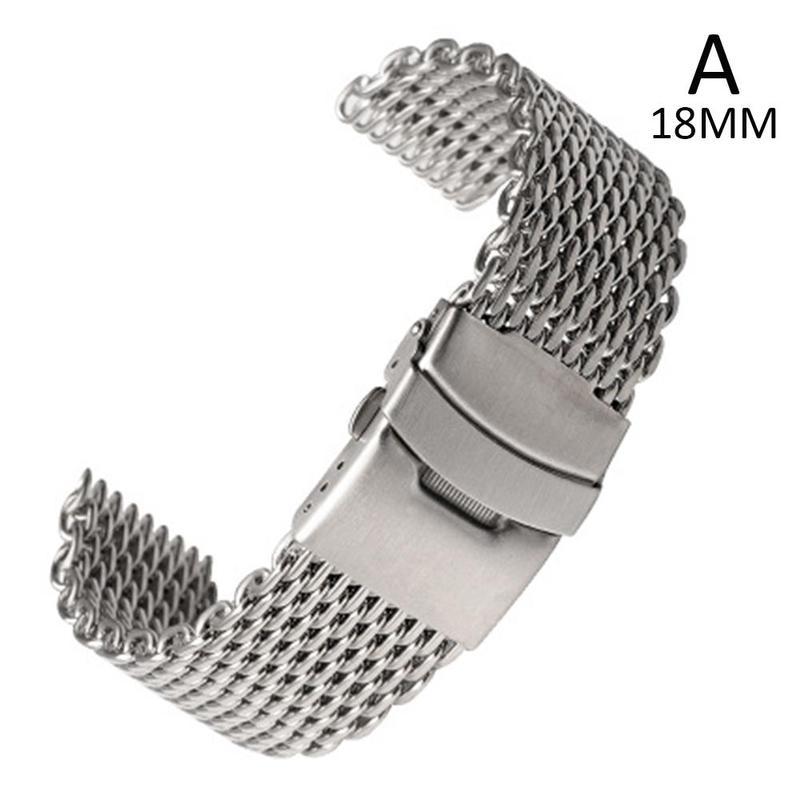 18/20/22/24mm Steel Dive Shark Mesh for Milanese Watch Bracelet Strap Band Weaving Double Snap Strap: A