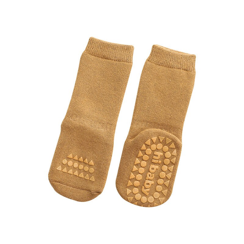 Calcetines gruesos de goma antideslizantes para bebé, niño y niña, calcetines hasta la rodilla, zapatos cálidos para el hogar, Otoño e Invierno