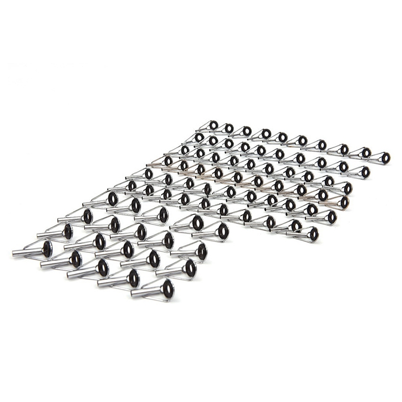 80 pièces bricolage anneaux pour les yeux canne à pêche Guide pointe ensemble Kit de réparation pour cannes à pêche cadres en acier inoxydable avec boîte de pêche