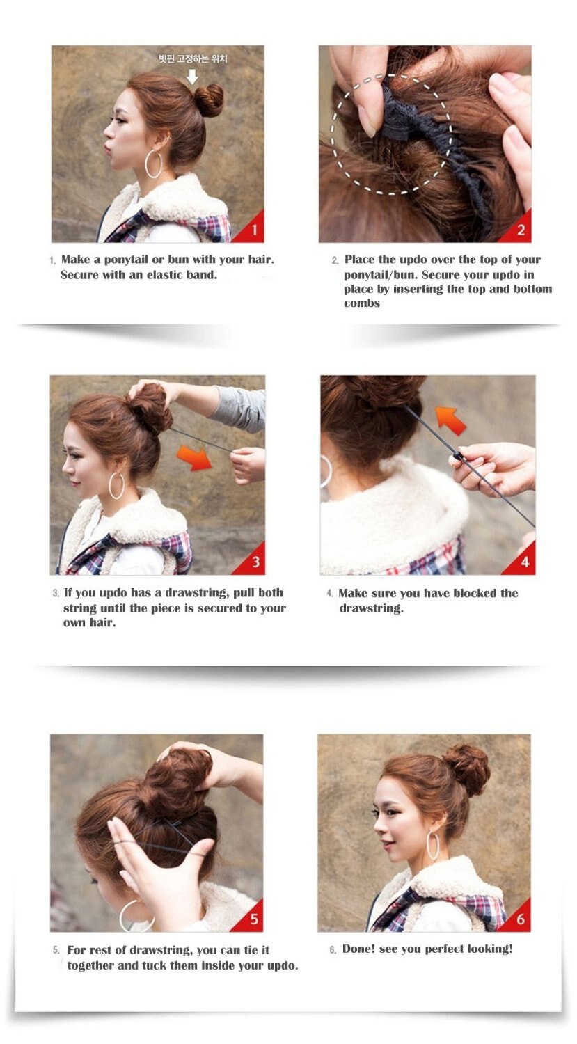 Extension capillaire Chignon élastique bouclée, Postiche Afro à Clip, Postiche Chignon synthétique, coiffure décoiffée, coiffure pour mariage, Q7