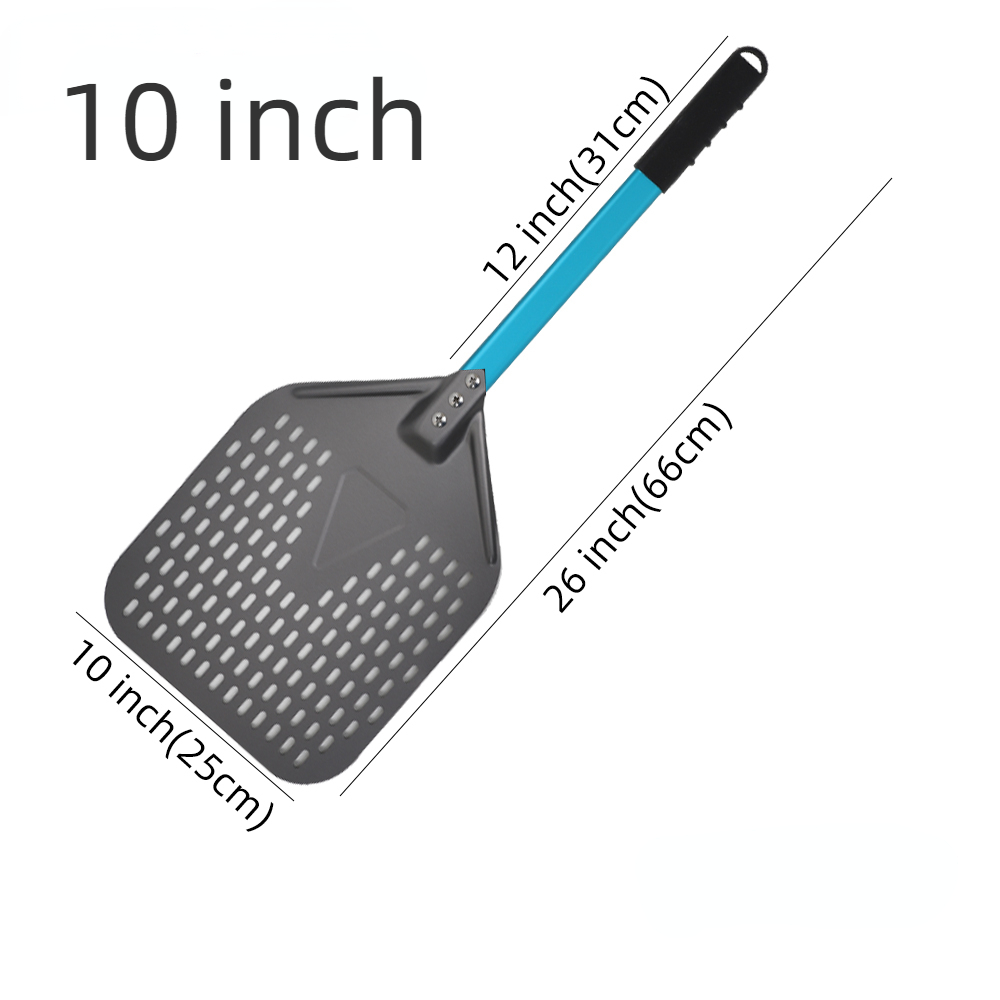 10 12 13 14 16 tommers stor pizzaspade med perforert spade, kort håndtak til ovn, snuing, skrell, kjøkkenverktøy, nonstick pizzabaking: Grå
