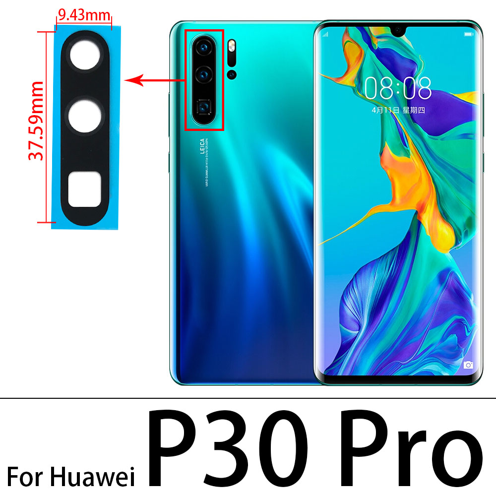Originele Achteruitrijcamera Glas Lens Voor Huawei P20 P30 P40 Lite E P40 Pro P40 Lite 5G Glas Lens camera Met Lijm Vervanging Tool: P30 Pro Black