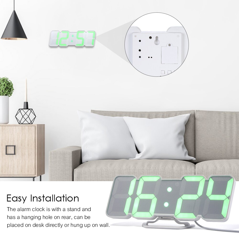 3D Voice Control Wall Clock Wireless Remote Digital Wall Clock LED 115 Colors Display Adjustable brightness Desktop Clock USB