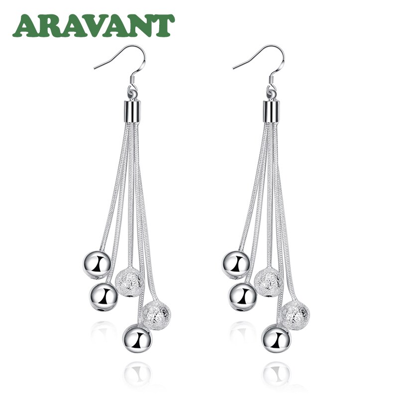 De lujo de plata 925 exfoliante de borla larga, Pendientes para las mujeres declaración joyas de Pendientes de boda Pendientes de botón Pendientes
