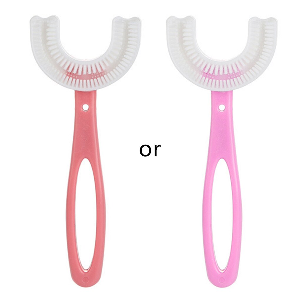 Spazzolini da denti per bambini a forma di U a forma di U per artefatto manuale in Silicone da 9cm: Pink1
