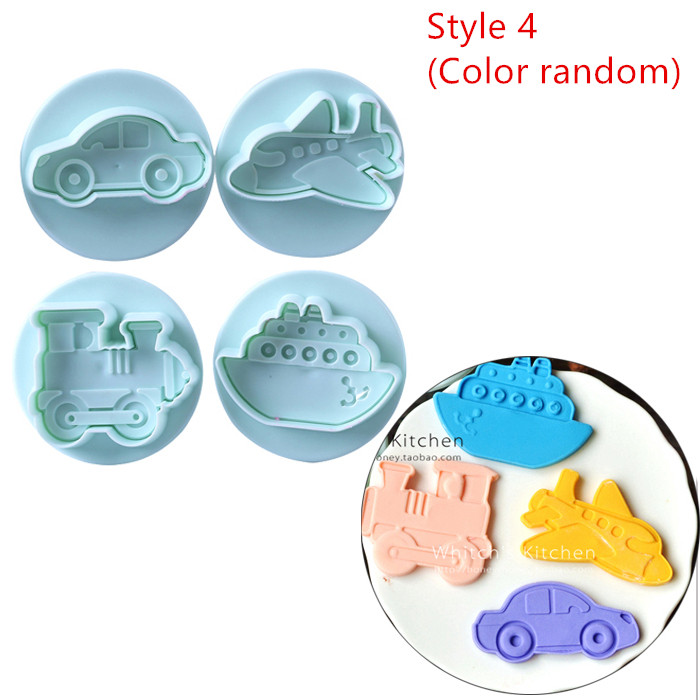 4 stk/set 3D Plunger Cookie Stempel Halloween Kerst Cookie Cutter Bakvorm Baby Plastic Reliëf Cookie Cutter Fondant Cutter: Style 4