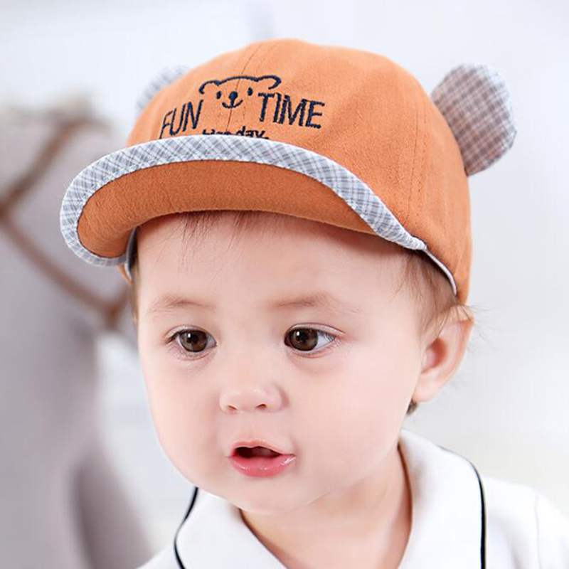 Schattige Baby Hoed Met Oor Cartoon Kids Baby Jongen Meisje Zomer Hoed Verstelbare Baby Peuter Baseball Cap Zonnehoed Motorkap enfant Muts: orange