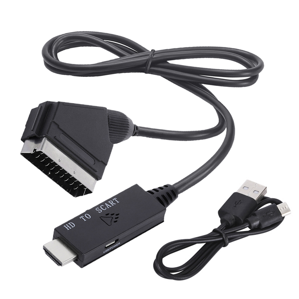 HDMI-Compatible to Scart Converter HDMI-Compatible Input to Scart Output Audio Video Cable Adapter Low Power Consumption