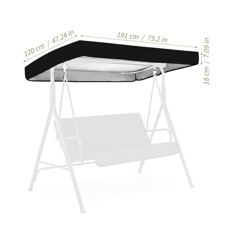 190T Patio Outdoor Garden Swing Canopy Replacement Porch Top Cover Rainproof Sunproof 191*120*18/23cm Cover