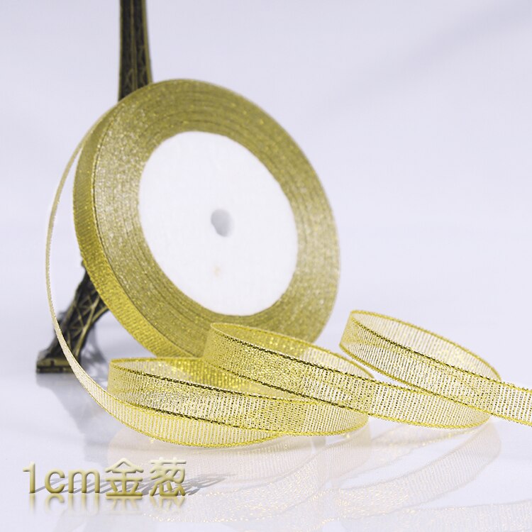Ruban Satin licorne doré & argent 0.3-5CM | Pour emballage , ruban pailleté de décoration de mariage, pour noël halloween bricolage: onion 10mm gold