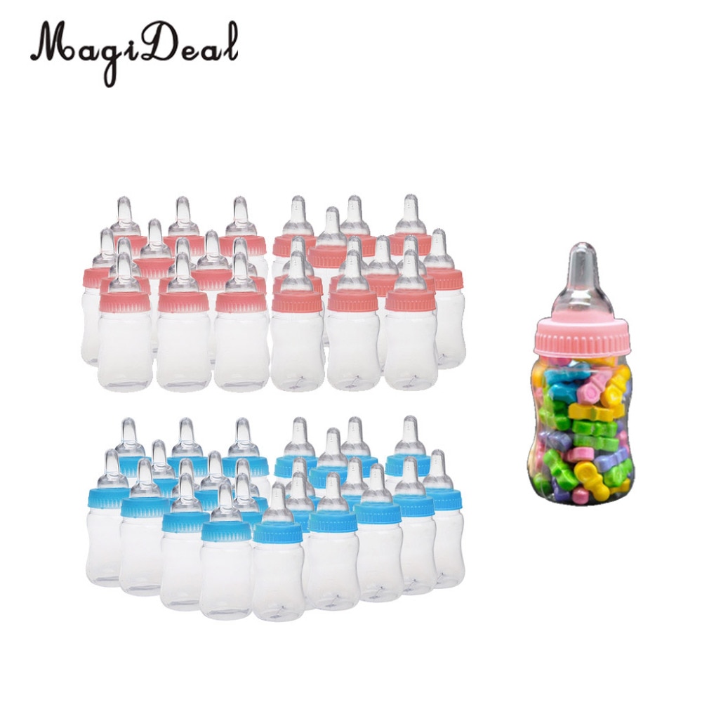 Magideal 24 stk/mye melkflasker godteri flasker dåp dåp baby dusj fest favoriserer rosa/blå