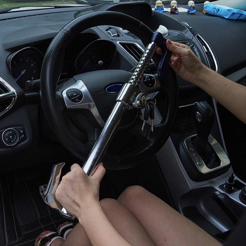 Car Steering Wheel Lock Stainless Anti-Theft Clutch Lock Retractable Brake Lock Car Steering Wheel Clutch Brake Lock