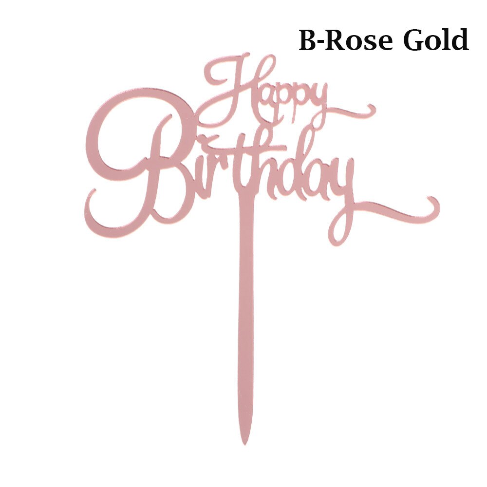 Happy birthday taarttopper van acryl met letters, goud en zilver, decoratie voor een jongensverjaardagsfeestje of bruiloft.: 5