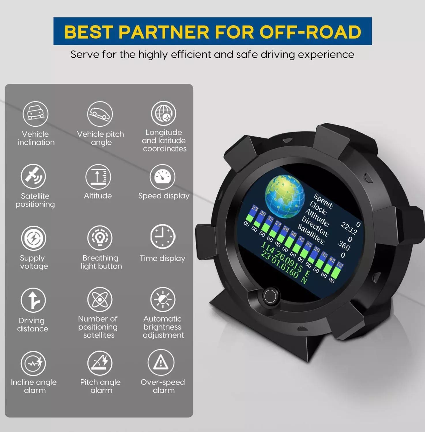 Autool  x95 gps horisontal høy presisjon multifunksjonell skråningsmåler bil hud skråningsmåler hastighetsmåler km/t mph alarm
