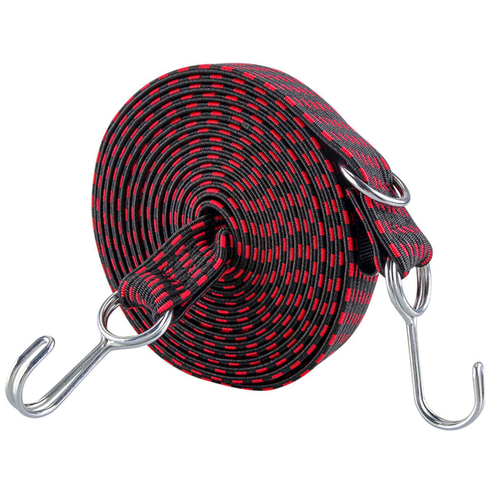 Corde elastiche con ganci 1M/2M/3M Corde elastiche extra lunghe per cinghie elastiche per bagagli resistenti Cinghie elastiche in gomma piatte: Rosso