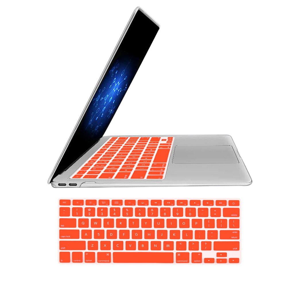 Pegatinas de teclado para Apple Macbook Pro 13 pulgadas A1708/ Macbook 12 pulgadas (A1534), funda de teclado de silicona suave a prueba de polvo: Orange