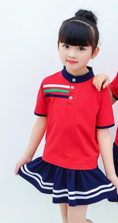Red Plus Size Adults Children's Primary School Uniform Teen Students Chorus Costumes Kids Summer British School Uniforms Outfits: Girls set / XL