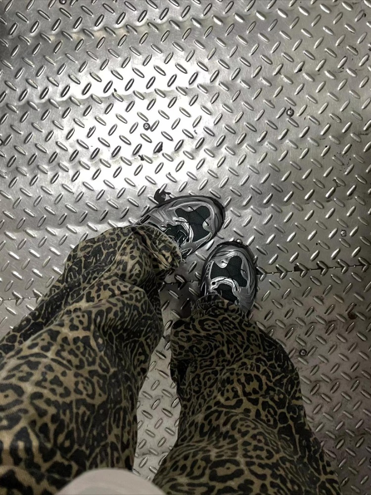Kvinna vintage överdimensionerade vida jeans flickor hög midja punkkläder byxor dam leopardmönster harajuku baggy byxor