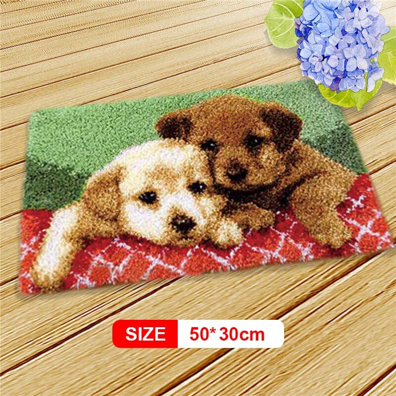 Animal Series Latch Hook Rug Kits Dogs 3D Segment Embroidery Pillow Wool Cross Stitch Carpet Embroidery DIY Latch Hook Pillow: DTX078
