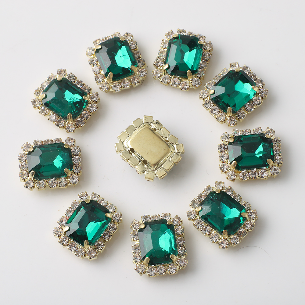 12X14mm 10 Uds diamante Rectangular con incrustaciones de cuatro agujeros garra diamante DIY joyería zapatos para el cabello sombreros materiales accesorios de diamantes de agua: Negro