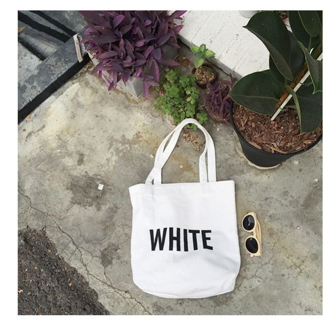 Shopping Bags Women Zipper Letter Printed Chic Big Capacity Leisure Daily Shop Bag Canvas Tote Reuseable Eco Shooper Harajuku: white / M