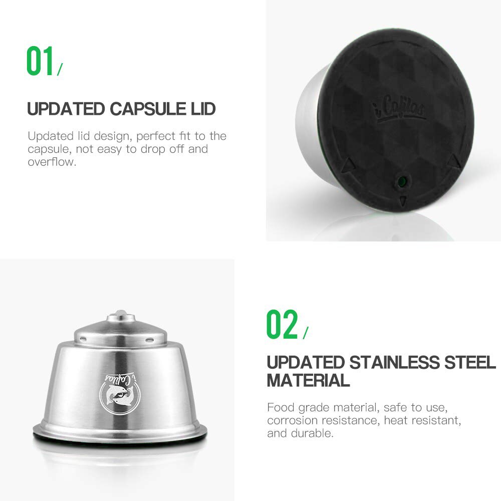 Reusable Coffee Capsule Cup Comaptible For Nescafe Dolce Gusto Lumio Refillable Filter Stainless Steel Body Original Lid