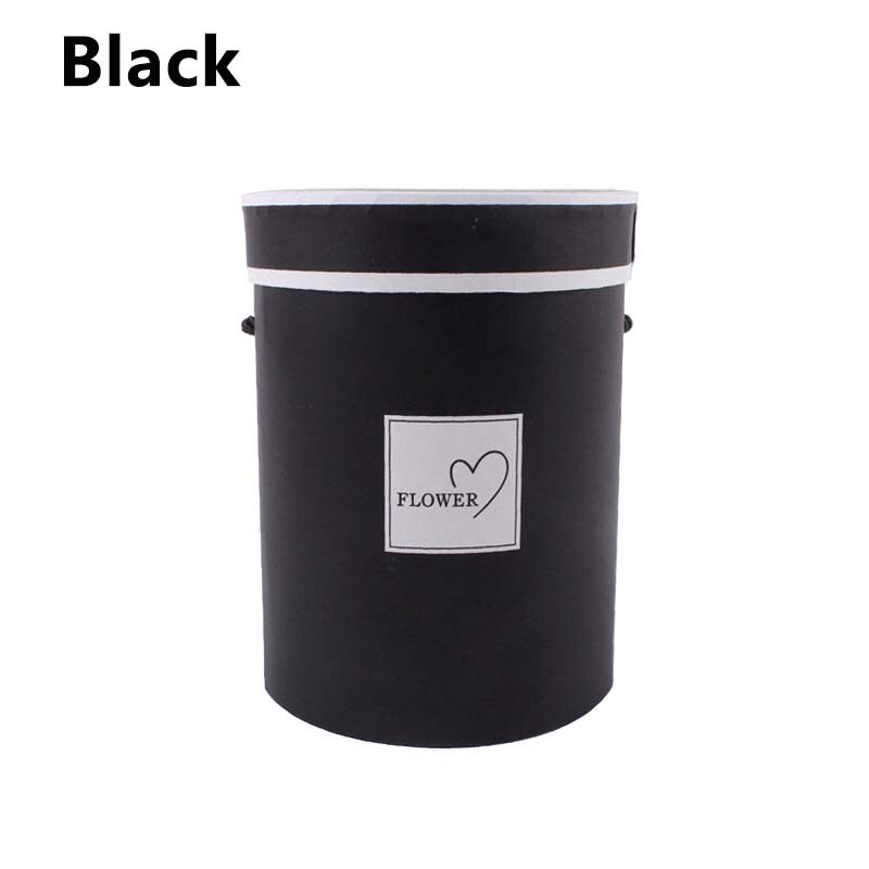 Flower Packaging Box Round Floral Boxes Paper Bag Storage Box Florist Bouquet Holder Flower Wrapping Case With Lid: Black