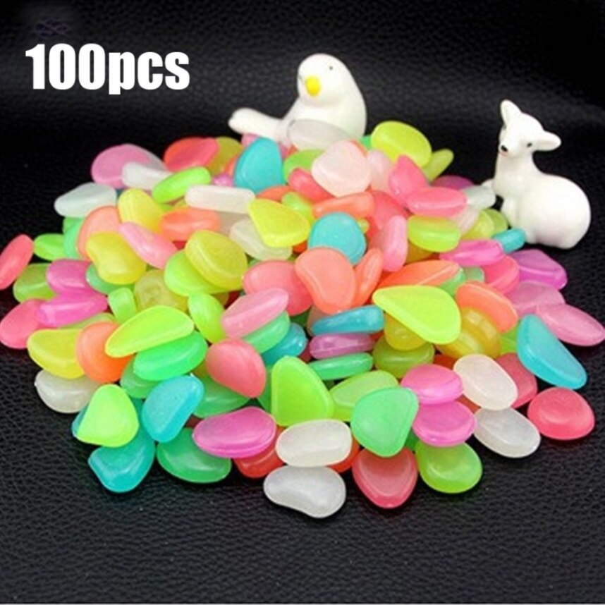 Piedra fluorescente Artificial para acuario, tanque de peces, piedras artificiales luminosas que brillan en la oscuridad, decoración para jardín y Casa, 100 Uds.: MULTI