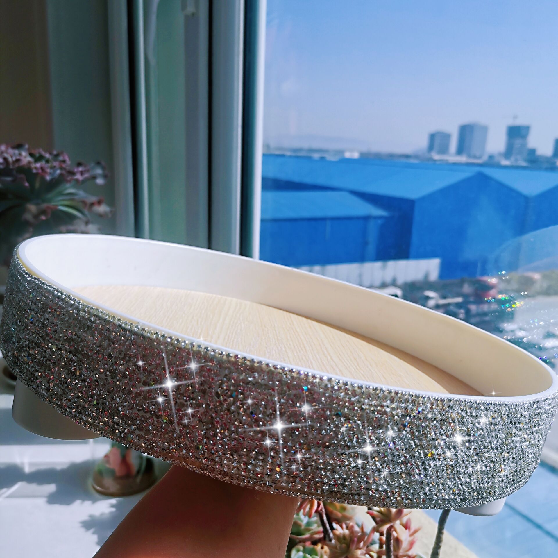 Bling Rhinestones Makeup Organizer Large Cosmetic Storage Box Jewelry Nail Polish Makeup Container Office Sundries Storage Boxes