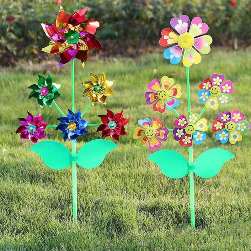 6 Rad Karikatur Windmühle Spielzeug Wirbel Wind Spinner Windrad Hof Garten Dekor M68E