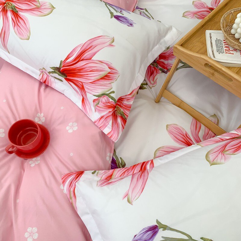 Chinese Bedding Set,Duvet Cover 175x220 3Pcs With Pillowcase,Red Flower Pattern 200x230 Quilt Cover,King Size Blanket Cover