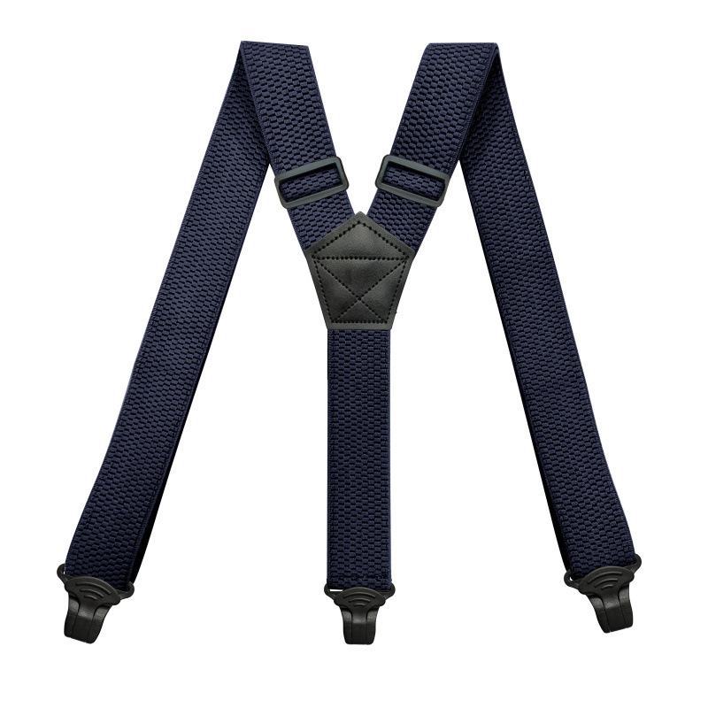 Robuste Hosenträger für Männer, Arbeit Ich bin Freien, 3,8 cm/1,5 Zoll, Y-Rücken, 3 Kunststoff-Clips, verstellbare elastische Hosenträger, Riemen, Gürtel: Marineblau