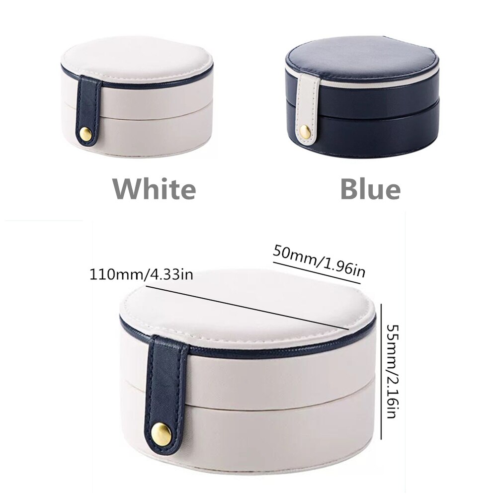 Korean Style Fresh And Simple Girl Earrings Plate Jewelry Box Protable Leather Earrings Ring Multi-function Jewelry Storage Box