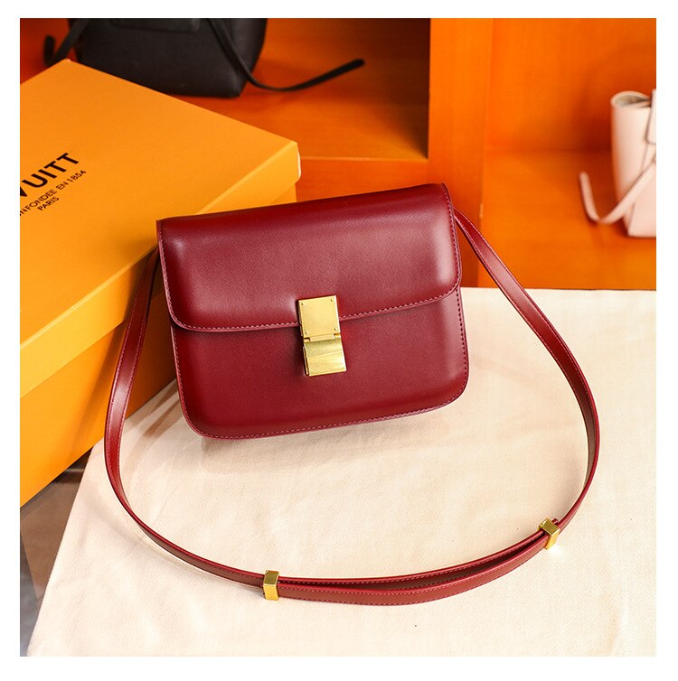 Yiyi's Xiaock bag net red women's bag ins retro tofu bag box small square bag Single Shoulder Messenger Bag: Red Trumpet