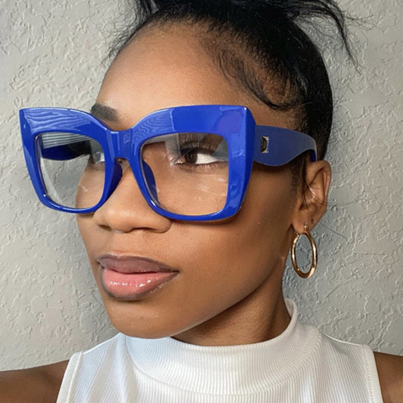 Monturas de gafas cuadradas de gran tamaño para mujer, gafas de azul antiluz azul, lentes ópticos, gafas grandes de de lujo para mujer