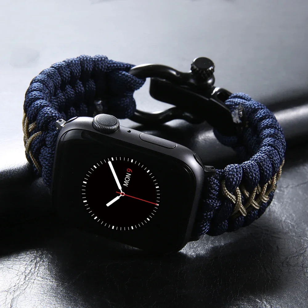 Survival Outdoor Braided Band for Apple Watch 49MM 45mm 44mm 42mm Rope Strap for Iwatch 7 6 5 4 8 9 SE 40mm 41mm Nylon Bracelet