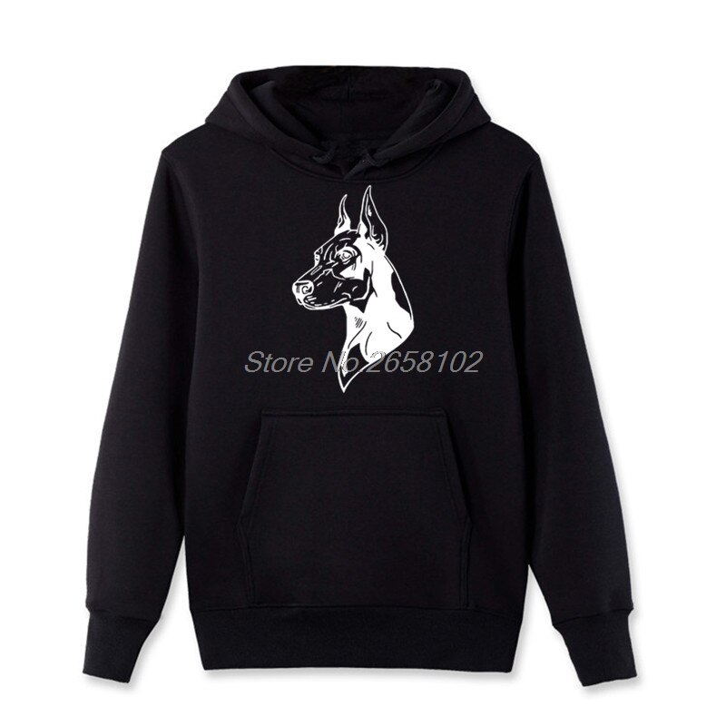 Doberman Pinscher Dog Print Hoodies Men's Cotton Pullover Sweatshirt Fleece Hooded Hip Hop Streetwear: black / L