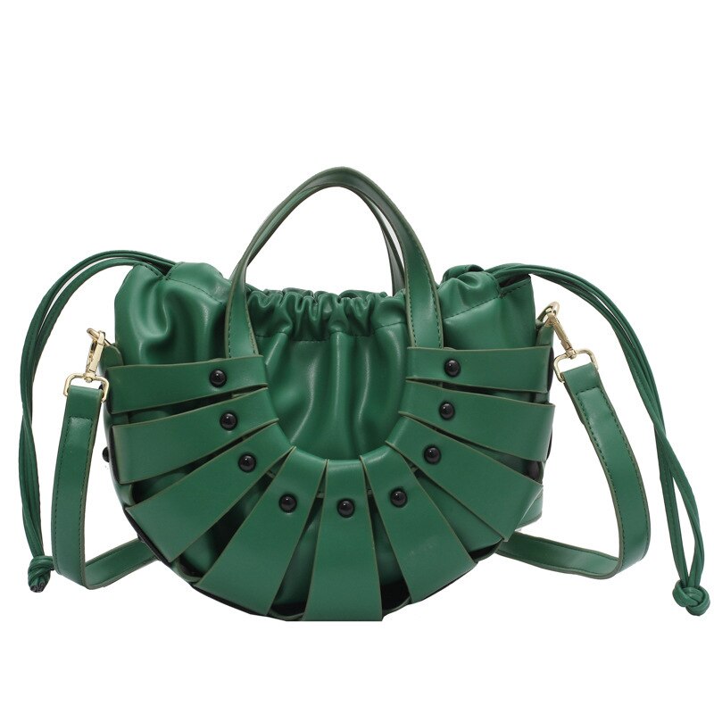 Damenhandtasche aus gewebtem muschelleder, luxuriöse tragetasche für damen, umhängetasche, damenhandtasche aus gewebtem leder, bolso sac: Grün