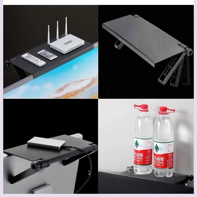 Adjustable TV Monitor Rack TV Screen Top Storage Shelf Holder Computer Desktop Display Stand Router Shelf Rack Home Organizer