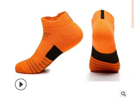 Calcetines deportivos profesionales para hombre, antideslizantes, de algodón, transpirables, con amortiguación, para entrenamiento activo: Short tube Orange