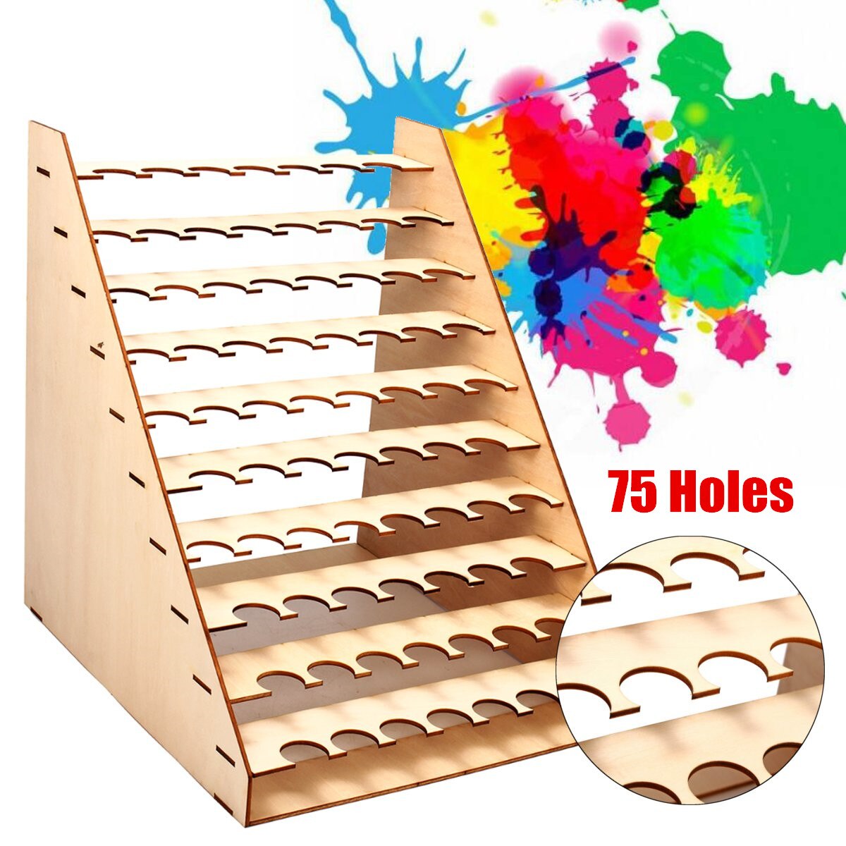 10-Layer Modular Paint Box Organizer Drawing Tools Storage Supplies Collapsible 75 Pots Wooden Paint Bottles Storage Rack Holder