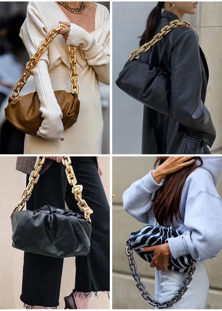 Frauen Kette Tasche Schulter Riemen Harz Material Goldene Vintage Tasche Kette Griff Schulter Tasche Schlüssel Kette Dicke