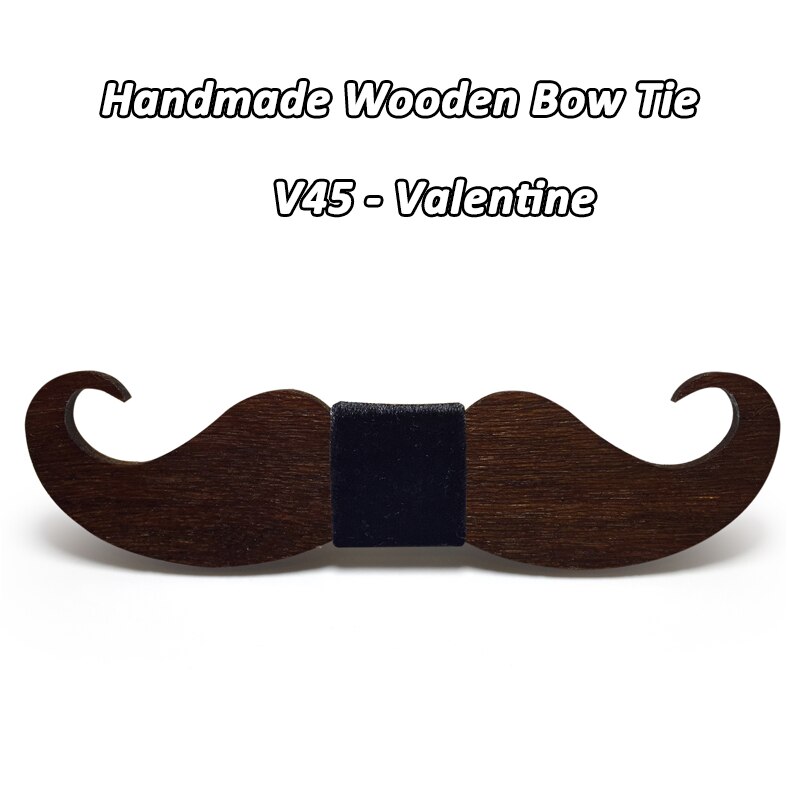 Mahoosive – Nœud papillon moustache en bois, pour hommes, accessoire masculin, fabrication artisanale, nouveauté, ,: V45