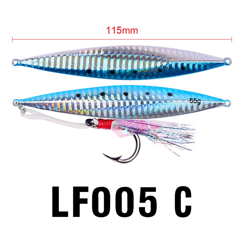 Leurre de pêche au gabarit 1 pièce leurres de poisson au plomb holographique à pas lent poids 65g-2.3oz matériel de pêche 11.5cm crochets appâts de bateau: Color C / without hook