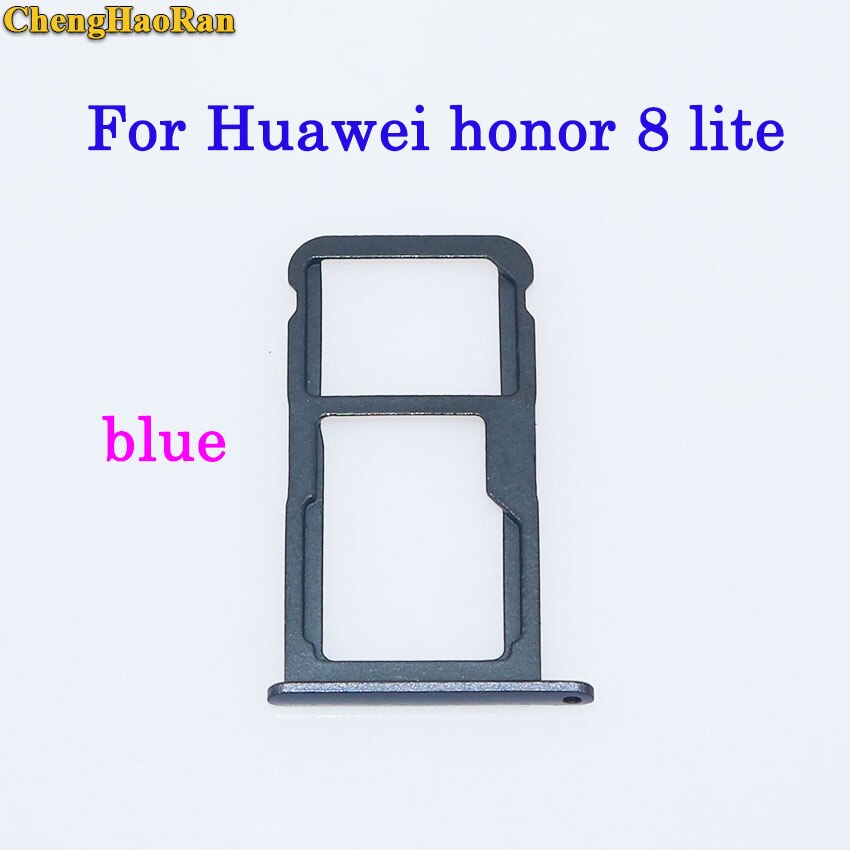 ChengHaoRan plateau de carte SIM + plateau de carte Micro S D pour Huawei Honor 7/8/8X/8X max/8 lite pièces de réparation support de fente de plateau de carte SIM: honor 8 lite--blue